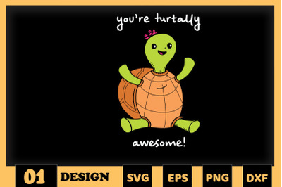 Animal Puns Turtally Awesome Turtle