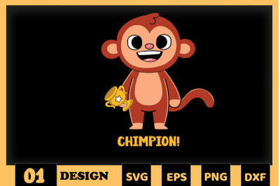 Animal Puns Funny Monkey Chimpion