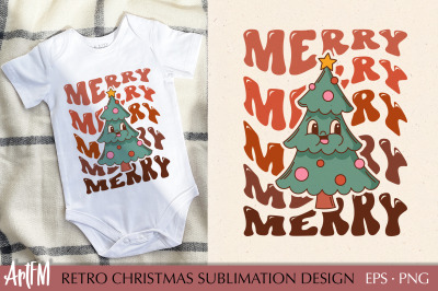 Retro Christmas Sublimation Print | Christmas Tree PNG
