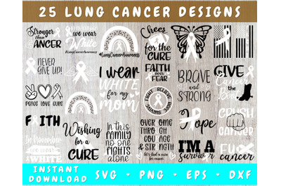 Lung Cancer Awareness SVG Bundle, 25 Bundle, Lung Cancer Cricut Files