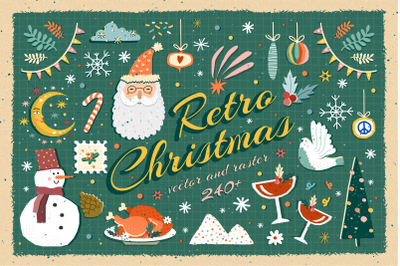 Retro Christmas - illustrations