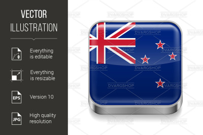 Metal icon of New Zealand