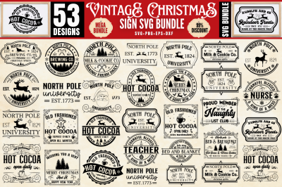 Vintage Christmas Sign SVG Bundle