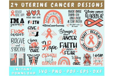 Uterine Cancer Awareness SVG Bundle&2C; 24 Bundle&2C; Uterine Cancer Cricut