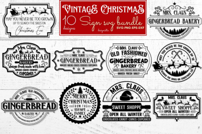 Vintage Christmas Sign SVG Bundle