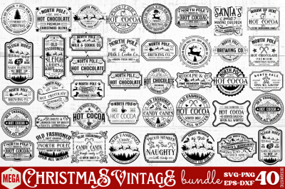 Vintage Christmas Sign SVG Bundle