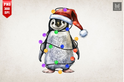 Cute Penguin In Santa Hat Christmas