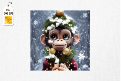 Cute Monkey Christmas Tree