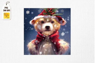 Brown Bear in Santa Hat Xmas