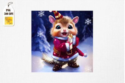 Happy Chipmunk in Santa Costume Xmas