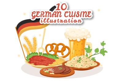 10 German Food and Drinks Illustration