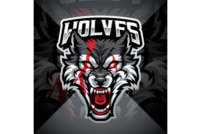 Wolves head esport mascot logo design