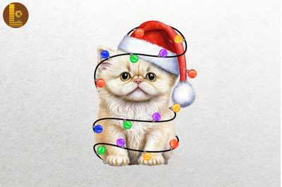 Cute Cat Watercolor Happy Christmas