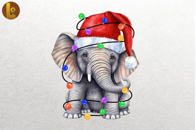 Cute Elephant Watercolor Happy Christmas