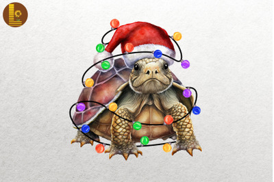 Cute Turtle Watercolor Happy Christmas