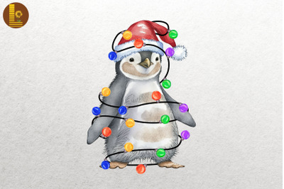 Cute Penguin Watercolor Happy Christmas