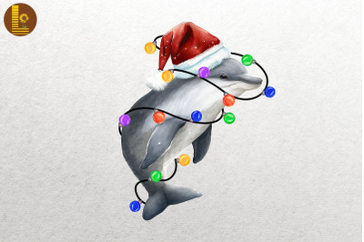 Cute Dolphin Watercolor Happy Christmas