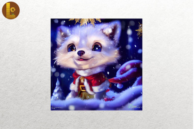 Cute Wolf In Santa Costume Christmas