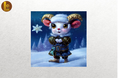 Cute Gold Horn Goat Christmas