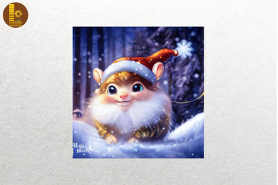 Cute Chipmunk in Santa Costume Christmas