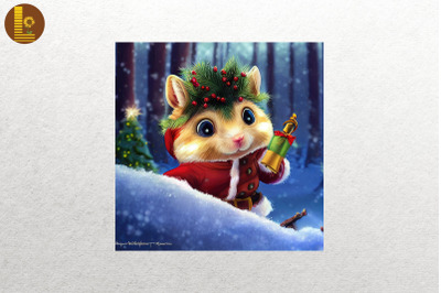 Cute Hamster in Christmas Costume