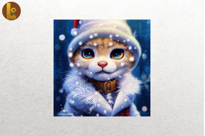 Cute Cat In Christmas Costume