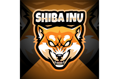 Shiba inu head esport mascot logo design