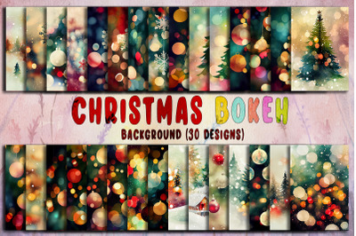 Christmas Bokeh Watercolor Background Bundle