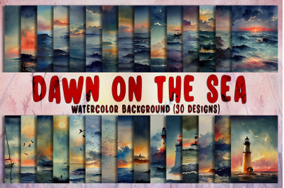 Dawn on the Sea Watercolor Background Bundle