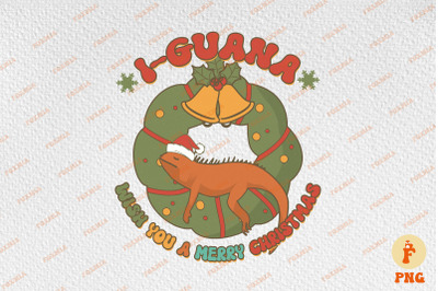 Iguana Wish You A Merry Christmas Retro