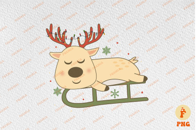 Retro Lazy Reindeer Happy Christmas