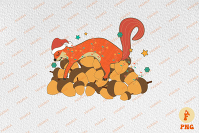 Lazy Squirrel with Acorns Christmas