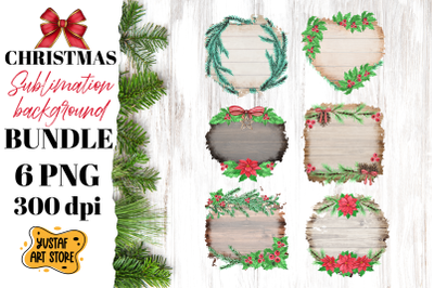 Christmas sublimation background bundle. 6 wood background