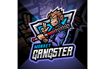 Monkey gangster esport mascot logo design