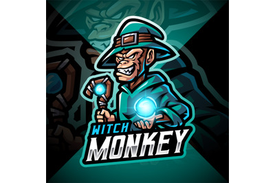 Witch monkey esport mascot logo design