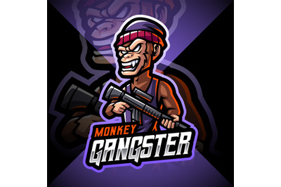 Monkey gangster esport mascot logo design