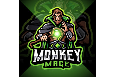 Monkey mage esport mascot logo design