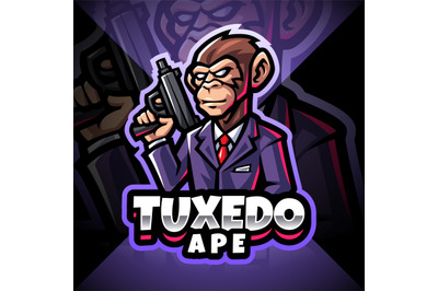 Tuxedo ape esport mascot logo design