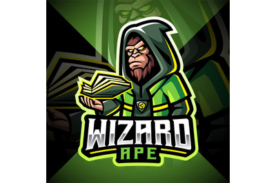 Wizard ape esport mascot logo design