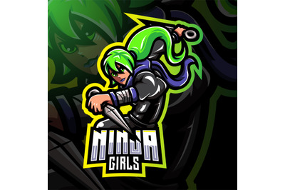 Ninja girls esport mascot logo design