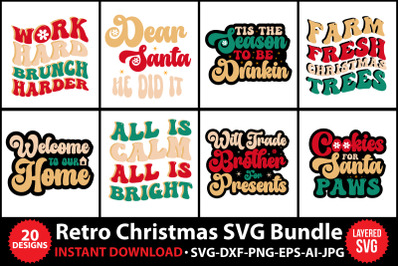 Retro Christmas SVG Bundle, Retro SVG Bundle, Retro SVG Cut file
