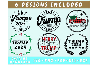 Trump 2024 Christmas Ornaments SVG Bundle&2C; 6 Designs&2C; Merry Christmas