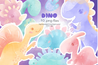 Pastel Dinosaurs Clipart - PNG Files