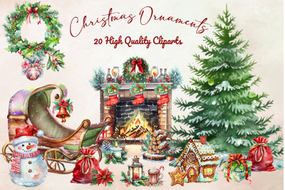 Christmas Ornaments Cliparts Bundle