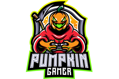 Pumpkin gamer esport mascot logo