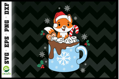 Christmas Fox in the Coffee Cup