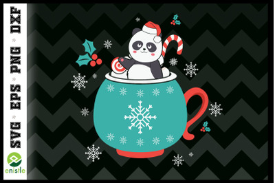 Christmas Panda in the Coffee Cup