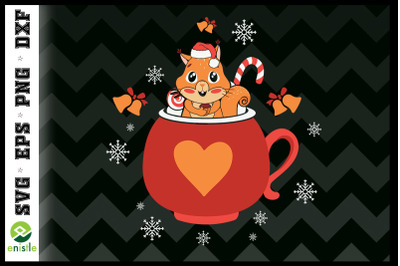 Christmas Squirrel in the Coffee Cup