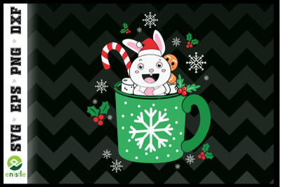 Christmas Bunny Rabbit in the Coffee Cup