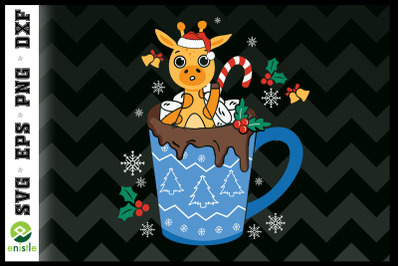 Christmas Giraffe in the Coffee Cup